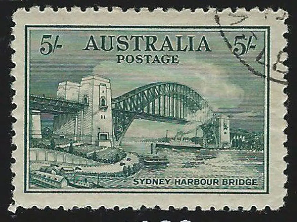 1932 5/- Sydney Harbour Bridge. CTO with full gum ... Image 1++
