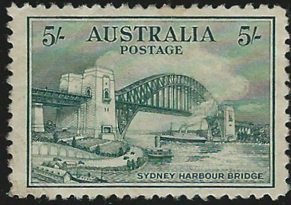 1932 5/- Sydney Harbour Bridge. MLH but corner ... Image 1++