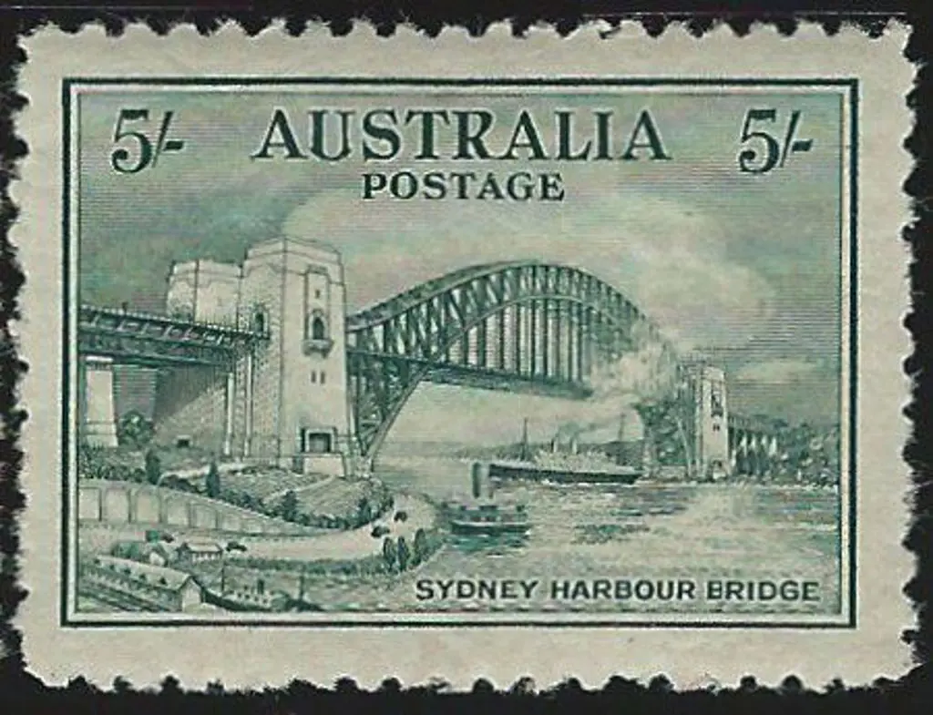 1932 5/- Sydney Harbour Bridge. MLH, slight thin ... Image 1++