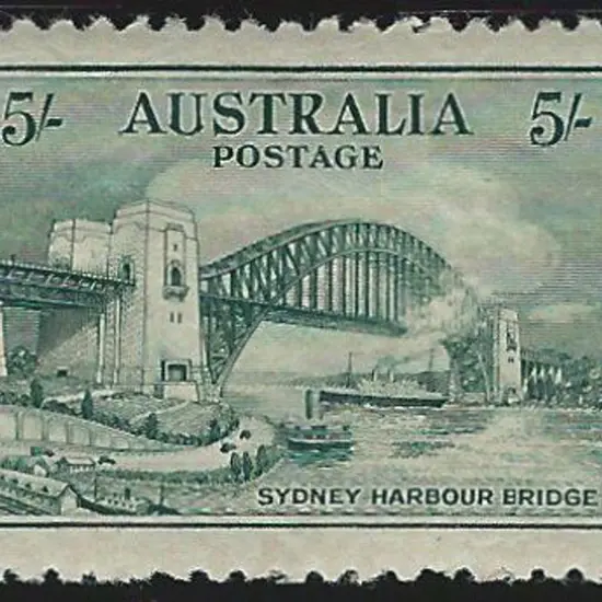 1932 5/- Sydney Harbour Bridge. MLH, slight thin ...