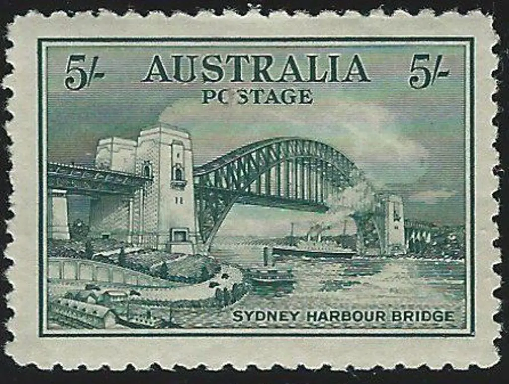 1932 5/- Sydney Harbour Bridge MLH. Two shortish ... Image 1++