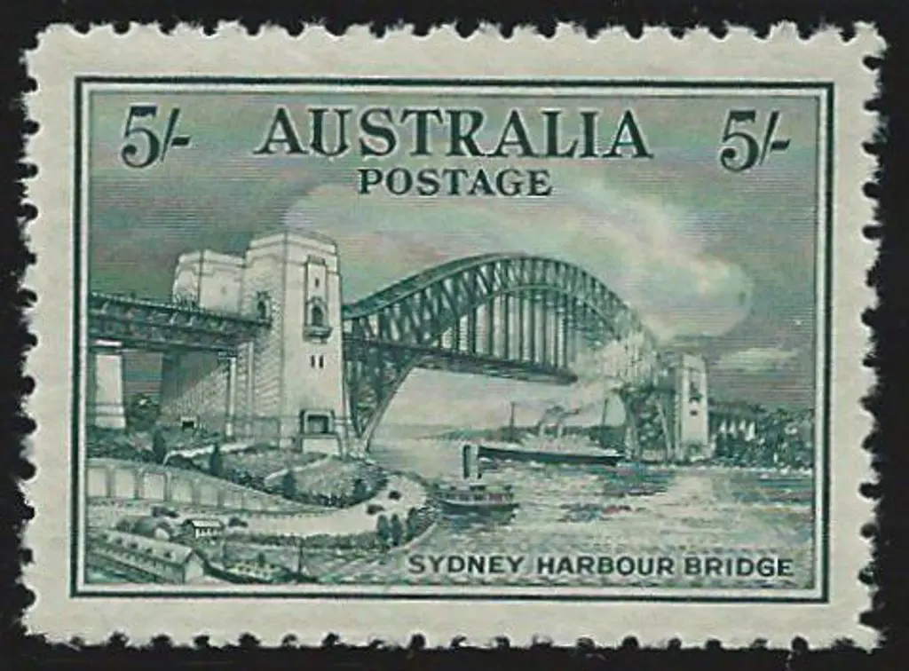 1932 5/- Sydney Harbour Bridge showing retouch ... Image 1++