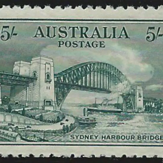 1932 5/- Sydney Harbour Bridge showing retouch ...