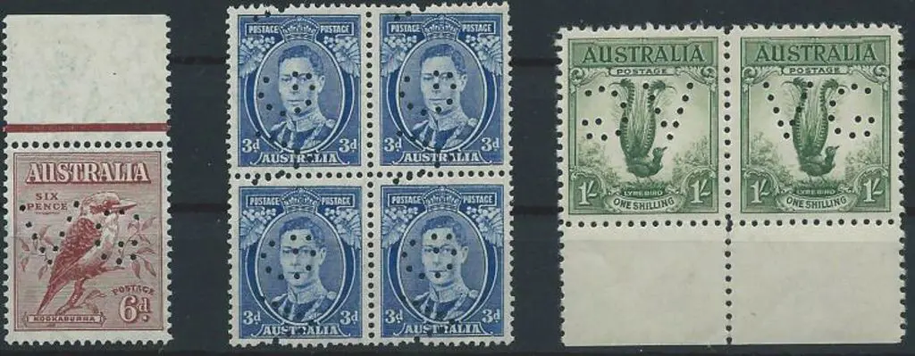 1932 6d kookaburra marginal, 1/- large lyrebird ... Image 1++