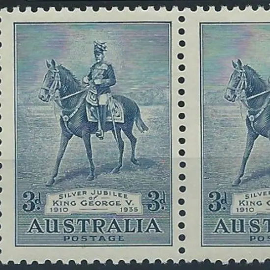 1935 3d Silver Jubilee left marginal pair with ...