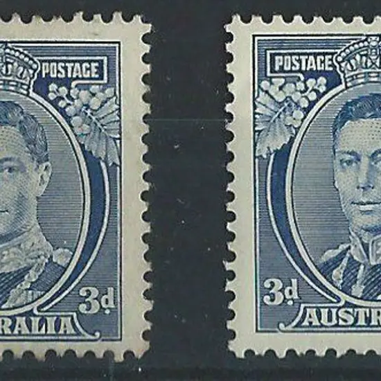 1937 3d KGVI blue Die Ia MLH (toning) & Die II MLH ...