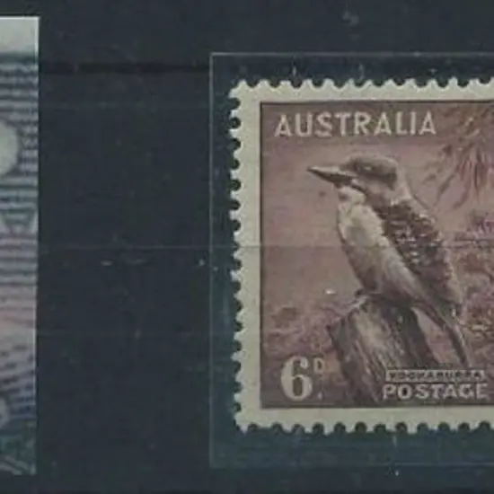 1937/60 6d Kookaburra. Flaw on "S" of "AUSTRALIA" ...