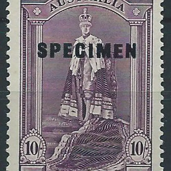 1938 10/- Robes on thick paper ovptd SPECIMEN. MUH ...