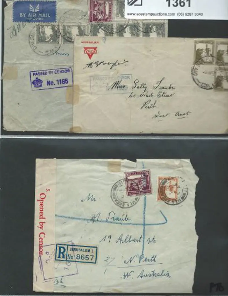 WWII censored covers inwards to WA from Middle ... Image 1++
