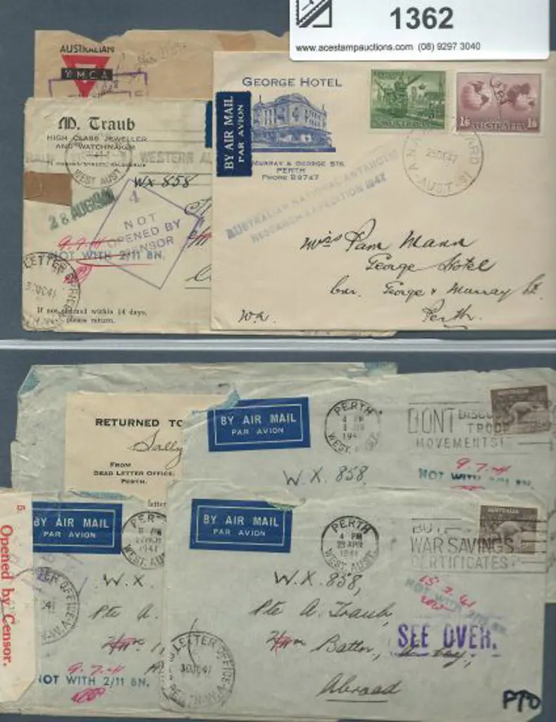 WWII censored inwards covers to WA with 1941 ... Image 1++