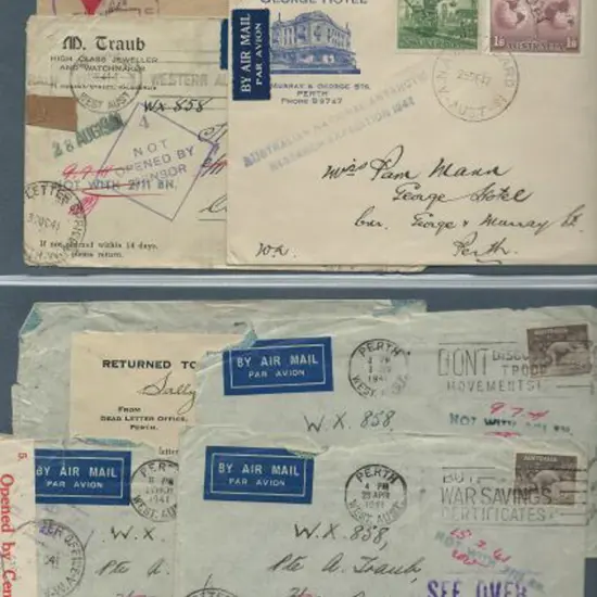 WWII censored inwards covers to WA with 1941 ...