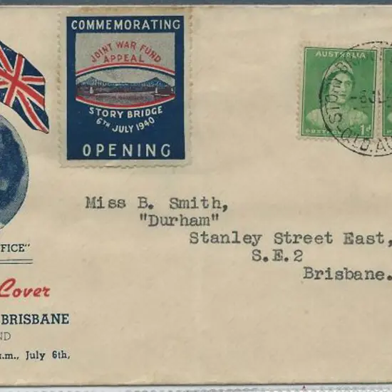 1940 (6th July) 1d Queen Mother pair on "Miss Post ...