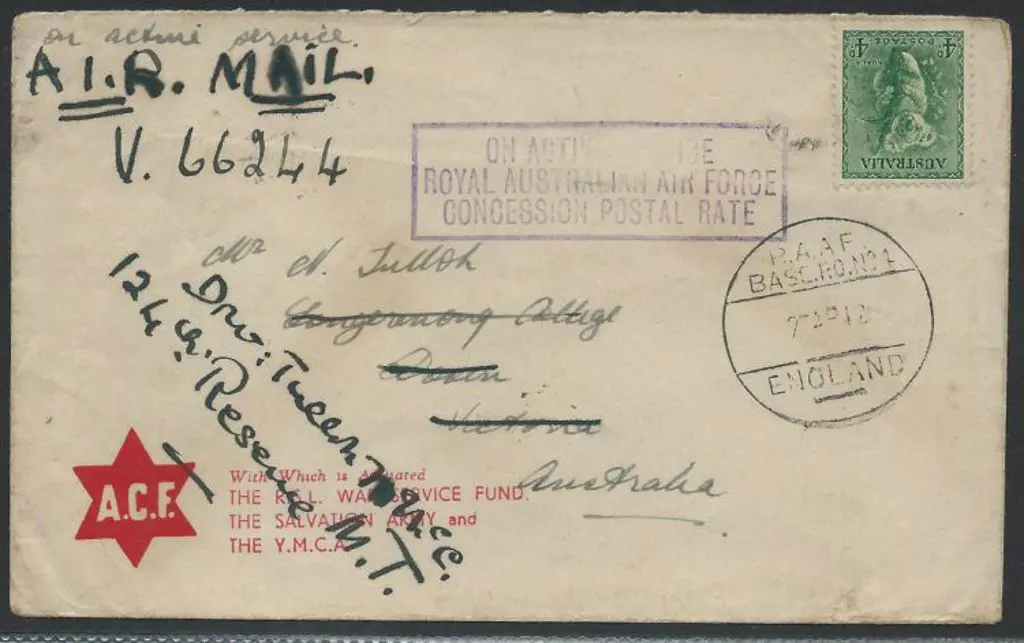 1942 "on active service" cover bearing 4d Koala ... Image 1++