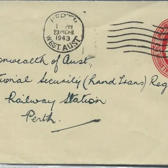 1943 (23rd March) 2½d red KGVI embossed PSE with ...