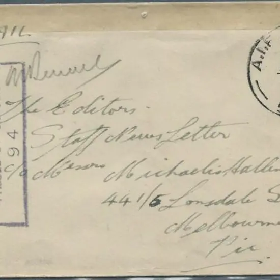 1943 hand illustrated airmail cover to Melbourne ...