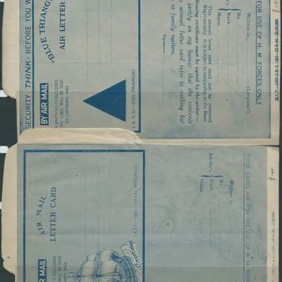 1944 stampless naval aerogrammes unused. One ...
