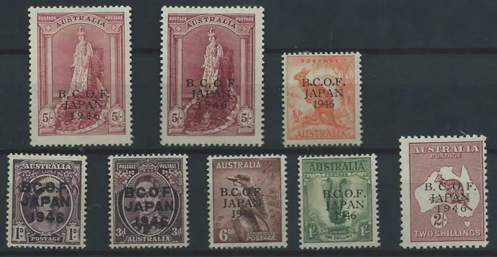 1946/48 BCOF overprints to 5/- thick paper. All ... Image 1++