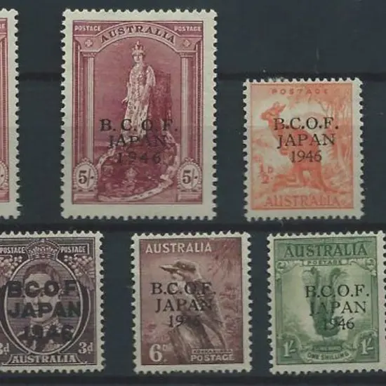 1946/48 BCOF overprints to 5/- thick paper. All ...