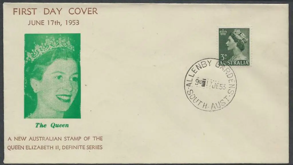 1953 3d green QEII definitive on illustrated ... Image 1++