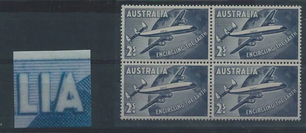 1958 2/- Qantas. Re-entry to last "A" of ... Image 1++
