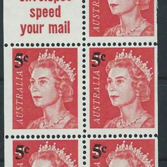 1966 5c on 4c booklet pane with "recut lower line ...