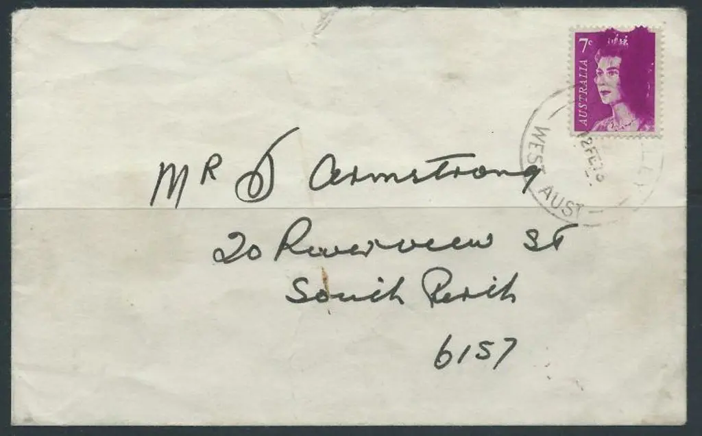 1966 7¢ purple QEII grossly over inked on cover, ... Image 1++