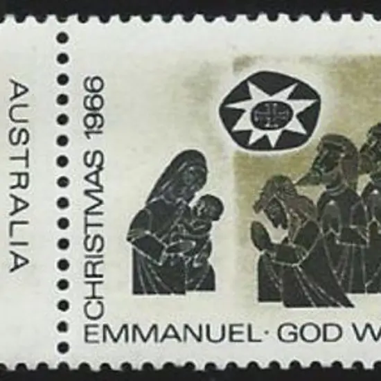1966 4c Christmas horizontal pair with olive-green ...