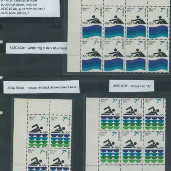 1972 7c Olympics in 6 positional blocks with ...