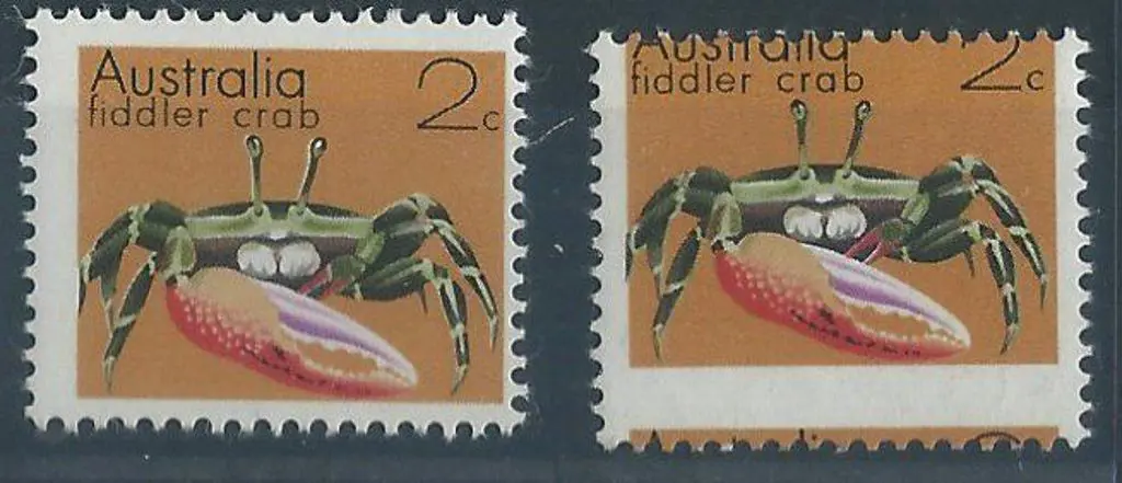 1973 2c Fiddler Crab with massively misplaced ... Image 1++