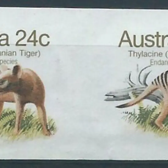 1982 24c Thylacine imperforate horizontal pair MUH ...