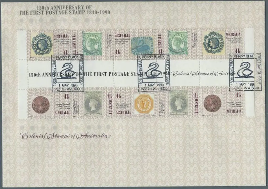 1990 (1st May) Stamp Anniversary full gutter block ... Image 1++