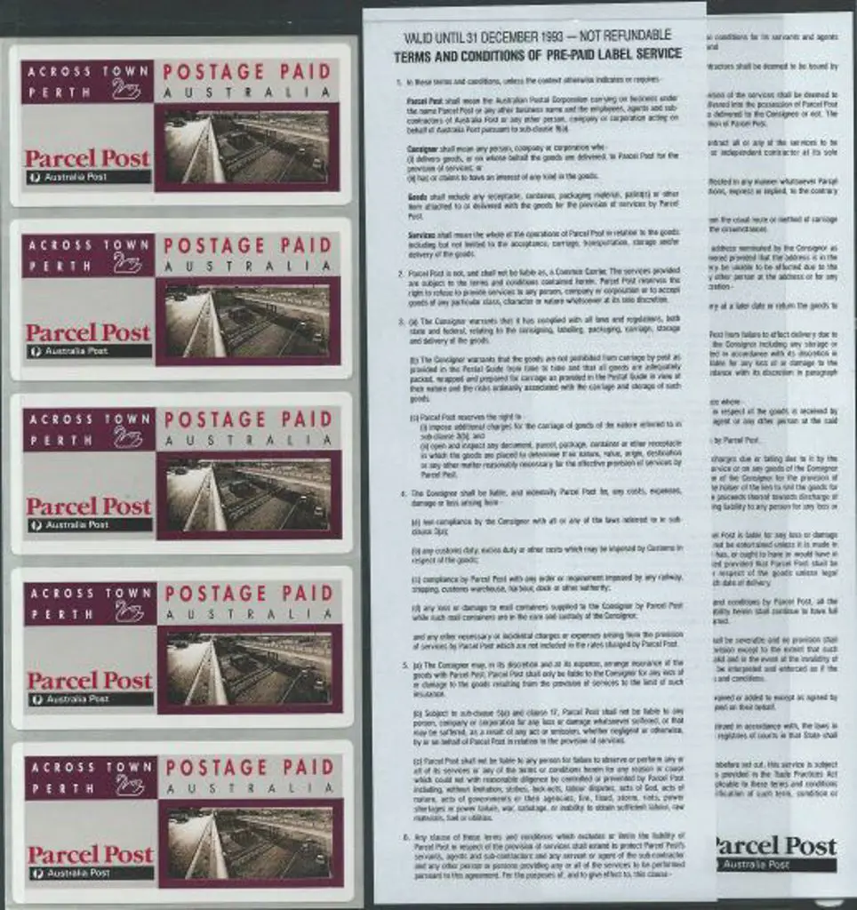 1991 Across Town Perth labels in vertical strips ... Image 1++