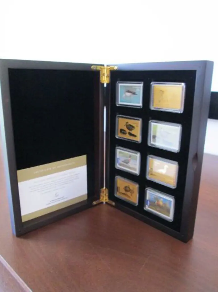 2012 Waterbirds gold foiled box set of stamps. ... Image 1++