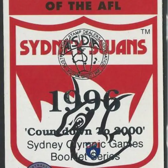 1996 $4.50 Sydney Swans AFL Club S/A booklet ovptd ...