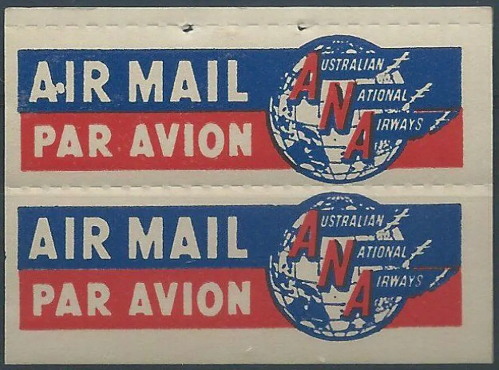 1930's Australian National Airways Airmail Label ... Image 1++
