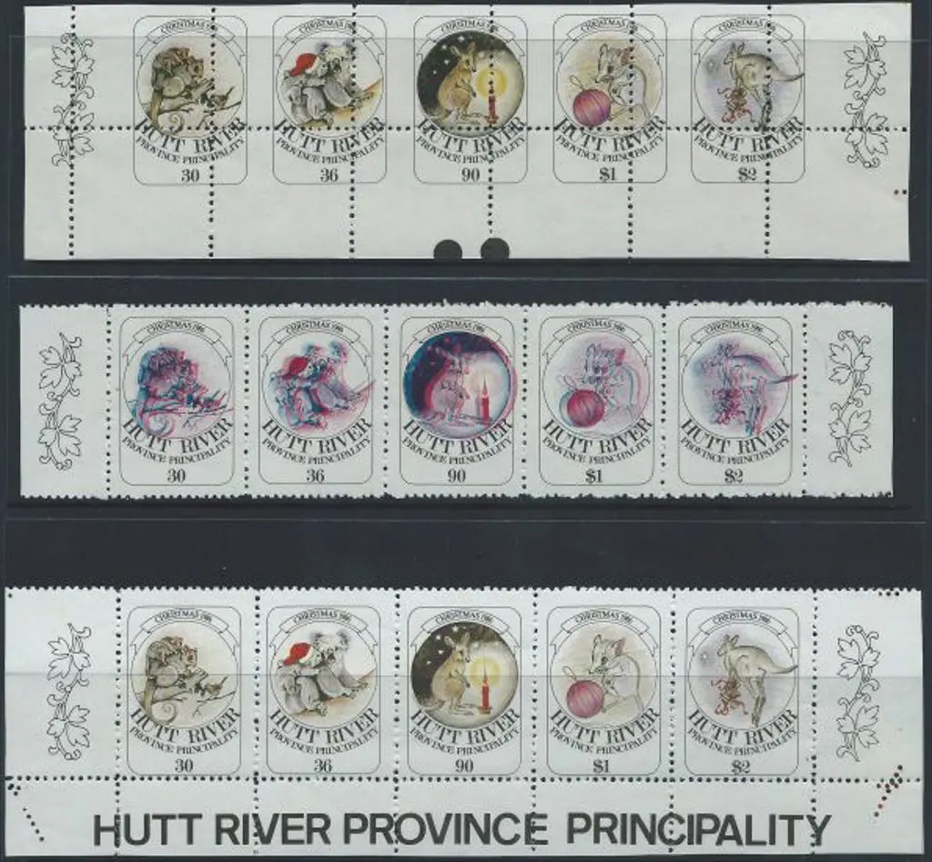 1986 Hutt River Christmas se-tenant strips of 5 ... Image 1++