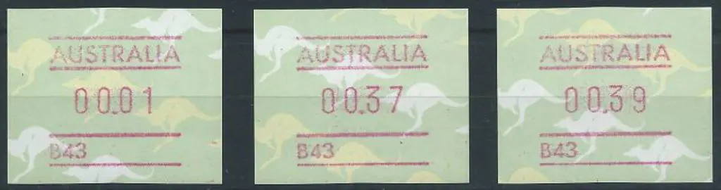 1988 1c, 37c & 39c with B43 cliché for Melbourne ... Image 1++