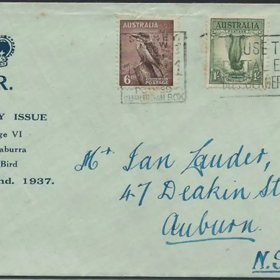 1937 (2nd Aug) 3d KGVI, 6d Kookaburra & 1/- ...