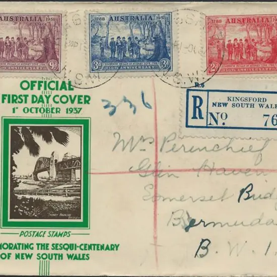 1937 (1st Oct) NSW sesquicentenary set on official ...