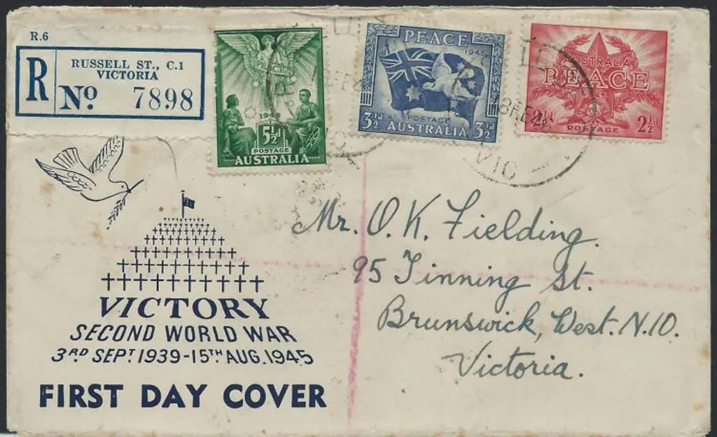 1946 (18th Feb) Peace set of 3 on Registered ... Image 1++