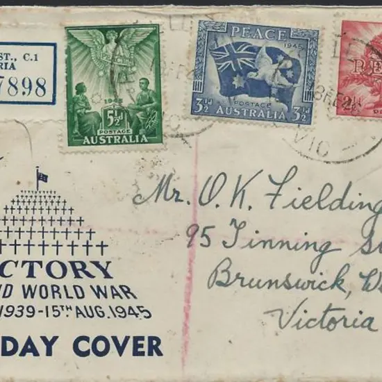 1946 (18th Feb) Peace set of 3 on Registered ...
