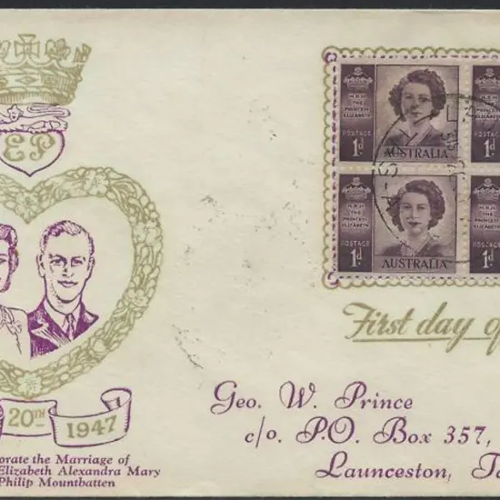 1947 (20th Nov) 1d Princess Elizabeth block of ...