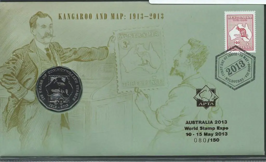 2013 (10th May) Kangaroo & Map 50c coin PNC ... Image 1++