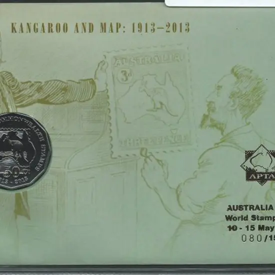 2013 (10th May) Kangaroo & Map 50c coin PNC ...