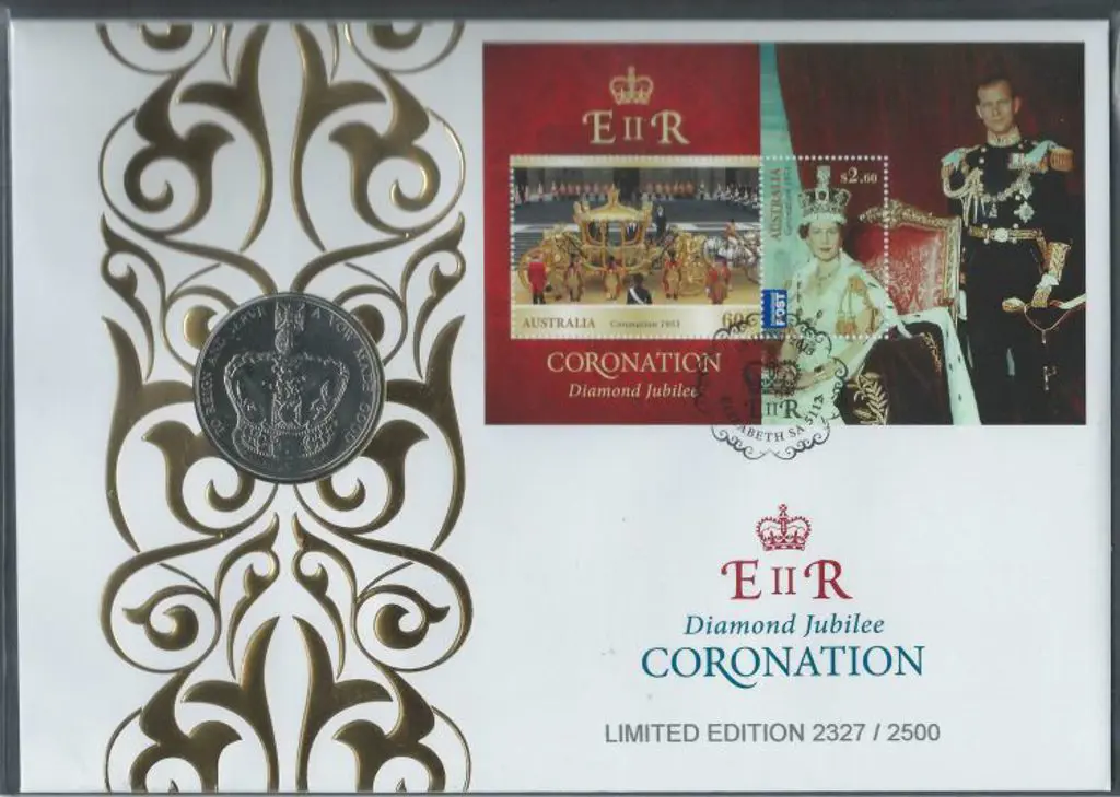 2013 (18th June) QEII Coronation £5 UK coin & Aust ... Image 1++