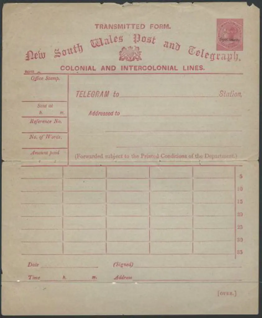 QV 1/- telegram form with imprinted 1/- QV in ... Image 1++