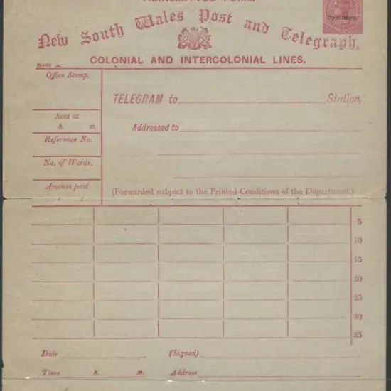 QV 1/- telegram form with imprinted 1/- QV in ...