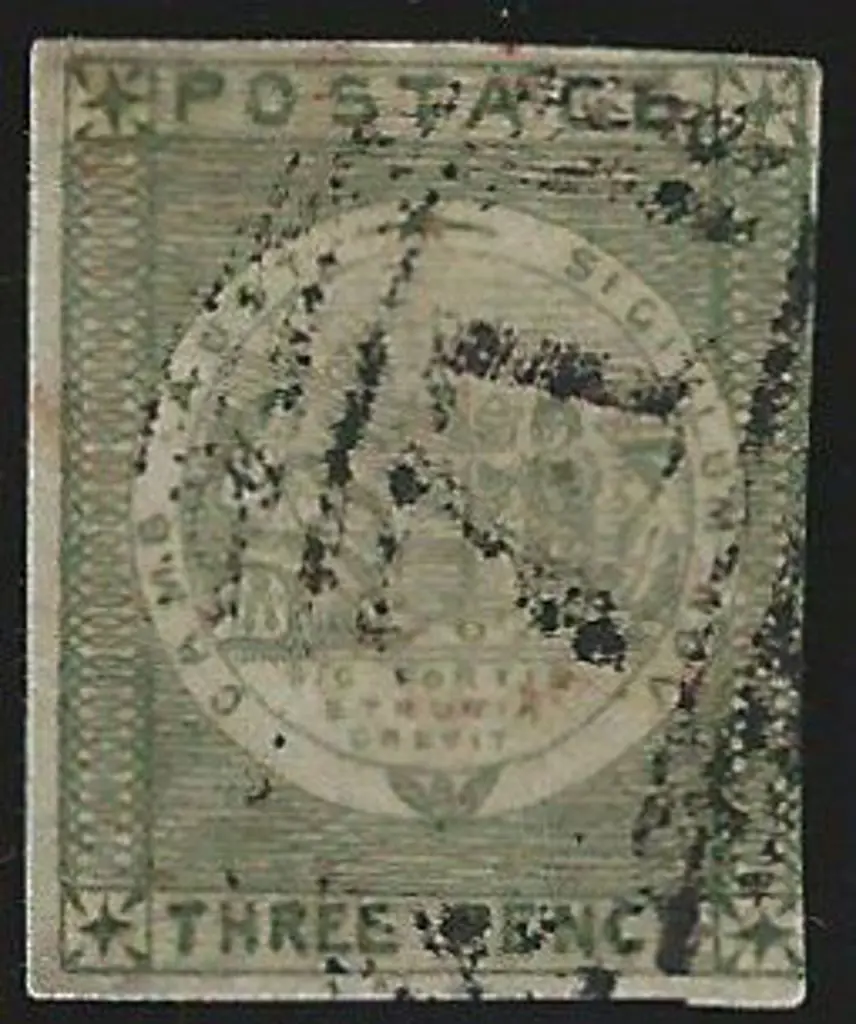 1850/51 3d myrtle green with 3 clear margins. ... Image 1++