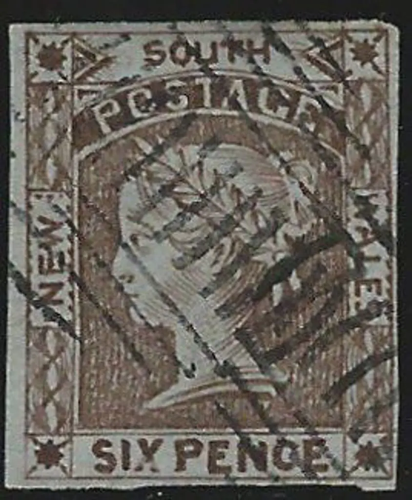 1852/53 6d chocolate brown "laureate" on bluish ... Image 1++
