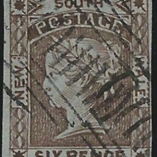 1852/53 6d chocolate brown "laureate" on bluish ...